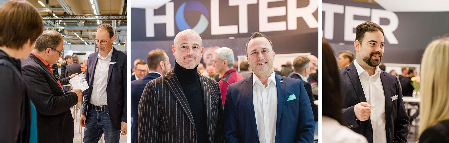 HOLTER Aufsichtsratsvorsitzender Michael Holter + HOLTER GF Markus Steinbrecher, HOLTER Mitarbeiter bei Fachgesprächen 